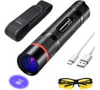 Uv Torch 365nm Powerful Black Light,Led Mini Usb Rechargeable Portable Usb Torch Ultra Violet Urine Detector Torch Leak Detection Resin Hardening