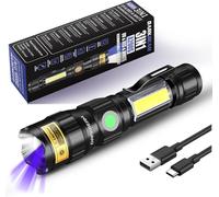 Uv Torch 365nm Usb Rechargeable Led Flashlight 3 In 1,Ultraviolet Wood Lamp,Urine Detector Fluorescence/Fake Banknote,Uv Resin Black Light 365 Nm,Magnetic Base