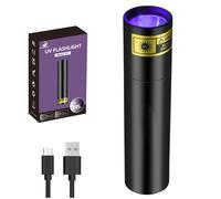 UV Torch 395nm, Powerful Mini USB Rechargeable Flashlight Wood Lamp LED Ultraviolet Detector for Urine, for Amber, Uranium Glass