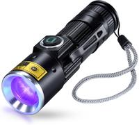 Uv Torch Usb Rechargeable 395nm,Wood Lamps Black Light Ultraviolet Led Portable Mini Zoomable,Spot Detector,Cat Urine,Fluorescent,Amber,Epoxy Resin,400nm
