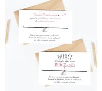 UVACN 2 CARTES MERCI MAITRESSE & ATSEM GÉNIALE + 2 Bracelets porte-bonheur - Cadeau fin d'année remerciement institutrice, professeur des écoles