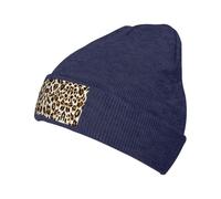 UVBDF Bonnet léopard pour homme et femme, chapeau d'hiver en tricot, chaud et tendance pour toutes les saisons, bleu marine, Taille unique
