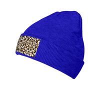 UVBDF Bonnet léopard pour homme et femme, chapeau d'hiver en tricot, chaud et tendance pour toutes les saisons, bleu, Taille unique