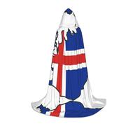 UVBDF Cape à capuche avec drapeau de l'Islande et carte de la Renaissance pour adolescents - Costume gothique médiéval pour cosplay, théâtre de scène
