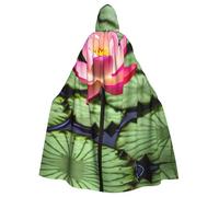 UVBDF Cape à capuche en polyester avec fleur de lotus pour adulte, cosplay magicien, sorcière pour Halloween, la Saint-Patrick