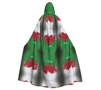 UVBDF Cape à capuche en polyester motif dragon gallois pour adulte, cape de sorcière pour Halloween, la Saint-Patrick