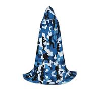 UVBDF Cape à capuche pour adolescents - Bleu camouflage - Costume de foire de la Renaissance - Gothique médiéval - Cosplay - Théâtre de scène