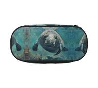 UVBDF Crazy Save Manatee Trousse à crayons pour homme et femme, trousse à crayons portable, esthétique, fermeture éclair pour organiseur de bureau, Noir , Taille unique, Organiseur de sac