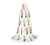 UVBDF Drapeau de la carte de l'Inde Renaissance Fair Tenue cape à capuche pour adolescents gothique médiéval Cosplay Costume de théâtre de scène