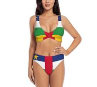 UVBDF Ensemble bikini deux pièces pour femme avec motif drapeau de l'Afrique centrale et haut de bain de soutien, Noir , XL