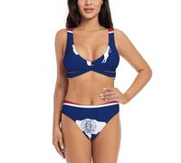 UVBDF Ensemble bikini deux pièces pour femme avec motif drapeau de l'État du Wyoming, design croisé sur le devant avec haut de bain de soutien, Noir , XXL