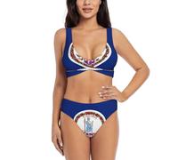 UVBDF Flag of Virginia Bikini 2 pièces pour femme, design croisé sur le devant avec haut de bain de soutien, Noir , M