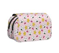 UVBDF Jolie trousse à crayons avec impression de boules de riz double couche pour l'école, Noir , Taille unique, Organiseur de sac
