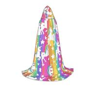 UVBDF Licornes sur rayures - Cape à capuche pour adolescents - Costume gothique médiéval pour cosplay, théâtre de scène