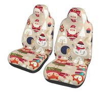 UVBDF Lot de 2 housses de siège de voiture universelles pour voitures, camions et SUV Motif animaux mignons avec bonhomme de neige