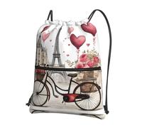 UVBDF Love Paris Tower Sac à dos léger avec cordon de serrage et compartiment réglable pour balade à la plage, Noir , One Size, Sac à dos daypack