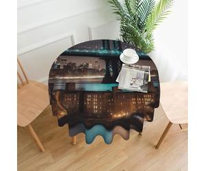 UVBDF Nappe ronde multifonction en polyester pour table basse, cuisine, bureau, cadeau de maison - Motif pont de Manhattan de New York - 152,4 cm