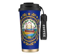UVBDF New Hampshire State Flag Tasse à café de voyage en acier inoxydable, couvercle anti-fuite tasse thermique pour café glacé, infusion chaude