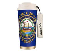 UVBDF New Hampshire State Flag Tasse à café de voyage en acier inoxydable, couvercle anti-fuite tasse thermique pour café glacé, infusion chaude