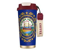UVBDF New Hampshire State Flag Tasse à café de voyage en acier inoxydable, couvercle anti-fuite tasse thermique pour café glacé, infusion chaude