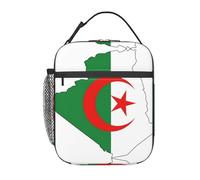 UVBDF Sac à déjeuner isotherme avec imprimé carte du drapeau de l'Algérie, sac isotherme pour conserver les aliments chauds et froids