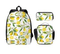 UVBDF Sac à dos avec boîte à déjeuner et crayons Motif citrons tropicaux frais, Noir , Taille unique, Organiseur de sac