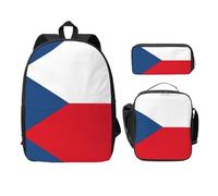 UVBDF Sac à dos avec drapeau de la République tchèque avec boîte à déjeuner, trousse à crayons pour les aventures du week-end, Noir , Taille unique, Organiseur de sac