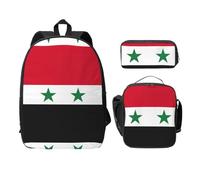 UVBDF Sac à dos avec motif drapeau de la République arabe syrienne avec boîte à déjeuner et trousse à crayons pour les aventures du week-end, Noir , Taille unique, Organiseur de sac