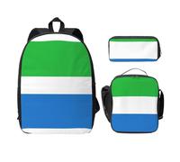 UVBDF Sac à dos avec motif drapeau de la Sierra Leone avec boîte à déjeuner et trousse à crayons pour les aventures du week-end, Noir , Taille unique, Organiseur de sac