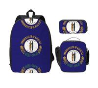 UVBDF Sac à dos avec motif drapeau de l'État du Kentucky avec boîte à déjeuner et trousse à crayons pour les aventures du w nd, Noir , Taille unique, Organiseur de sac