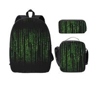 UVBDF Sac à dos binaire en forme de chiffre vert avec boîte à déjeuner et trousse à crayons pour les aventures du week-end, Noir , Taille unique, Organiseur de sac