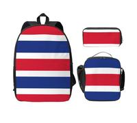 UVBDF Sac à dos drapeau du Costa Rica avec boîte à déjeuner et trousse à crayons pour les aventures du week-end, Noir , Taille unique, Organiseur de sac