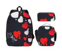 UVBDF Sac à dos Happy Valentine's Day avec boîte à déjeuner et trousse à crayons pour les aventures du week-end, Noir , Taille unique, Organiseur de sac