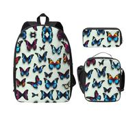 UVBDF Sac à dos papillon et violoncelle avec boîte à déjeuner et trousse à crayons pour les aventures du week-end, Noir , Taille unique, Organiseur de sac