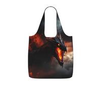 UVBDF Sac d'épicerie réutilisable et pliable en polyester 25 l Motif dragon magique
