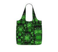 UVBDF Sac d'épicerie réutilisable et pliable en polyester 25 l Motif feuilles de la St Patrick