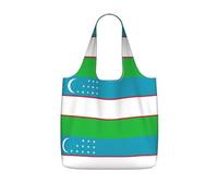 UVBDF Sac fourre-tout réutilisable et pliable en polyester avec drapeau de la République d'Ouzbékistan 25 l