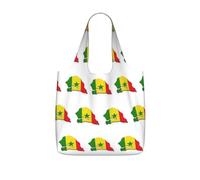 UVBDF Sac fourre-tout réutilisable pliable en polyester 25 l avec drapeau du Sénégal