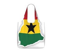 UVBDF Sac fourre-tout réutilisable pliable en polyester 25 l avec imprimé carte du Ghana