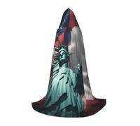 UVBDF Statue de la Liberté Drapeau Renaissance Fair Outfit Cape à capuche pour adolescents Gothique Médiéval Cosplay Costume de scène Théâtre