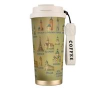 UVBDF Tasse à café de voyage en acier inoxydable avec couvercle anti-fuite pour café glacé, infusion chaude