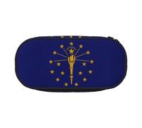 UVBDF Trousse à crayons avec drapeau de l'État de l'Indiana pour homme et femme, trousse à crayons portable, esthétique, fermeture éclair pour organisateur de bureau, Noir , Taille unique, Organiseur