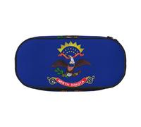 UVBDF Trousse à crayons avec drapeau de l'État du Dakota du Nord pour homme et femme, trousse à crayons portable, esthétique, fermeture éclair pour organisateur de bureau, Noir , Taille unique,