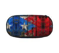 UVBDF Trousse à crayons avec drapeau de Porto Rico pour homme et femme, trousse à crayons portable, esthétique, fermeture éclair pour organisateur de bureau, Noir , Taille unique, Organiseur de sac