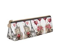 UVBDF Trousse à crayons avec fermeture éclair pour enfants, motif Tour de Paris, café, vin, parfum, vélo, cœur, blanc, Taille unique, Organiseur de sac