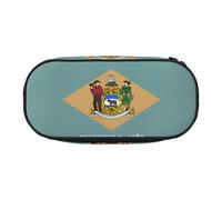 UVBDF Trousse à crayons avec motif drapeau du Delaware pour homme et femme, trousse à crayons portable, esthétique, fermeture éclair pour organiseur de bureau, Noir , Taille unique, Organiseur de sac