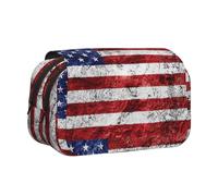 UVBDF Trousse à crayons double couche avec drapeau américain indépendance du 4 juillet pour l'école, Noir , Taille unique, Organiseur de sac