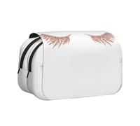 UVBDF Trousse à crayons double couche avec impression de cils or rose pour l'école, Noir , Taille unique, Organiseur de sac