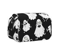 UVBDF Trousse à crayons double couche avec imprimé fantôme blanc amusant pour l'école, Noir , Taille unique, Organiseur de sac
