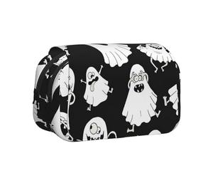 UVBDF Trousse à crayons double couche avec imprimé fantôme blanc amusant pour l'école, Noir , Taille unique, Organiseur de sac